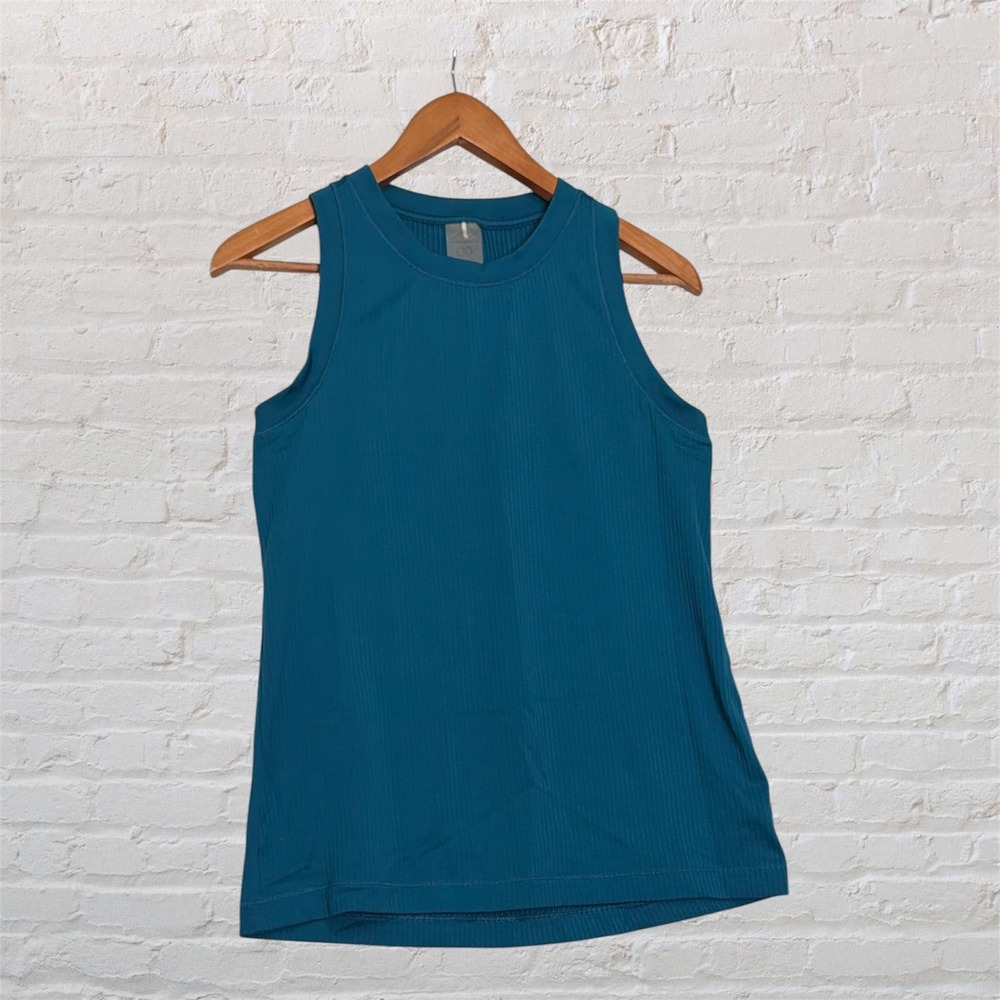CALIA by Carrie Underwood Ribbed Racerback Tank Top Teal Blue Large